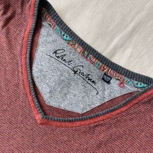 Robert Graham Gray and Red Striped Long Sleeve Shirt